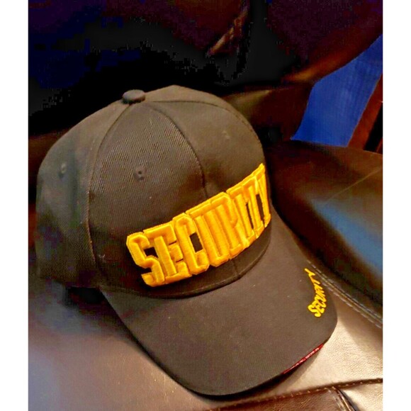 NEW Men Women GOLD Embroidery Stitched SECURITY Black Adjustable Cap Hat - Picture 6 of 9